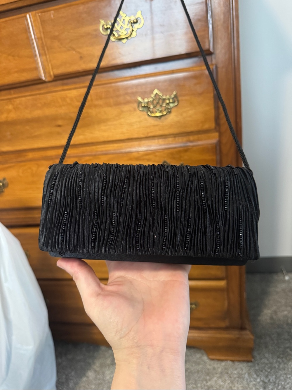 Ella Black Beaded Evening Clutch